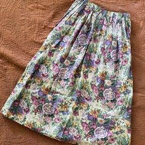 Vintage Floral Midi Skirt